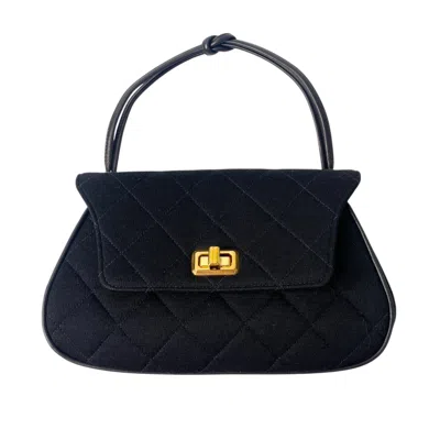 Pre-owned Chanel Cotton Leather Handbag () In Black