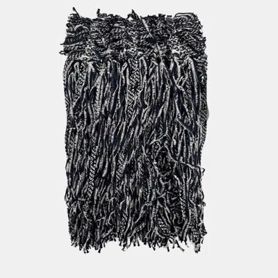 Pre-owned Chanel Cotton Nylon Black White Muffler