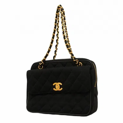 Pre-owned Chanel Cotton Shoulder Bag () In Black