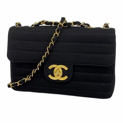 Pre-owned Chanel Cotton Shoulder Bag () In Black