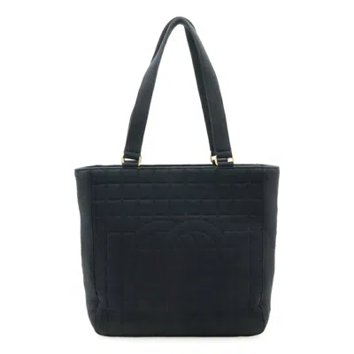 Pre-owned Chanel Cotton Shoulder Bag Tote Bag () In Black