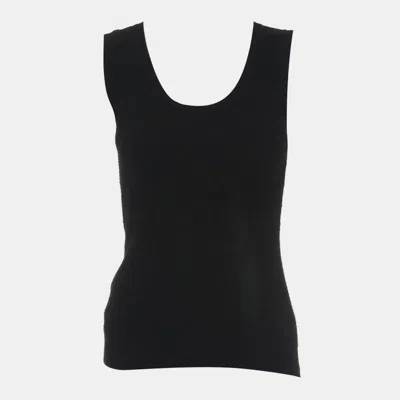 Pre-owned Chanel Cotton Textured Tank Top In Black