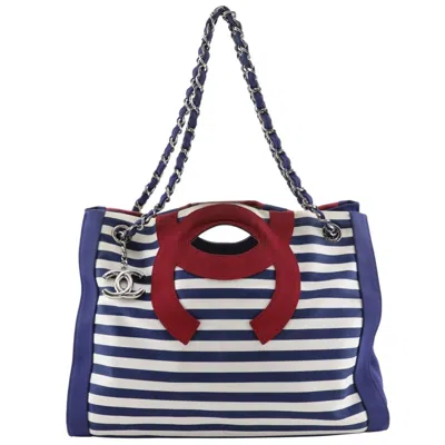 Pre-owned Chanel Cotton Tote Bag () In Blue