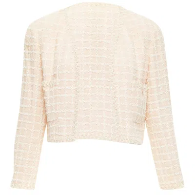Pre-owned Chanel Cotton Tweed Cropped Jacket In Pink