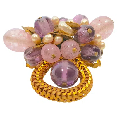 Pre-owned Chanel Couture  Verdura Byzantine Gold Circlerope Gemspurpleheart Medallion C1932 In Purple
