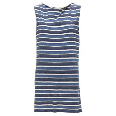 Pre-owned Chanel Cowl Neck Mini Dress In Blue
