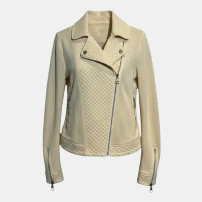 Pre-owned Chanel Cream Biker Cotton Jacket It 36 In White
