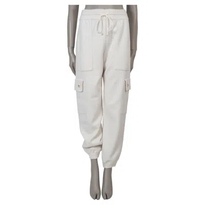 Pre-owned Chanel Cream Cashmere 20b Cargo Track Sweat Pants 36 Xs In White