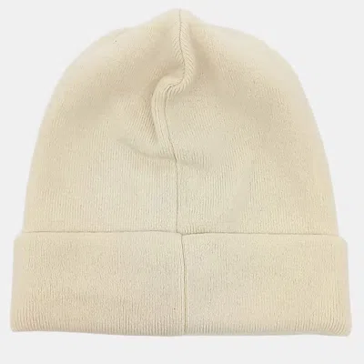 Pre-owned Chanel Cream Cashmere Beanie In White
