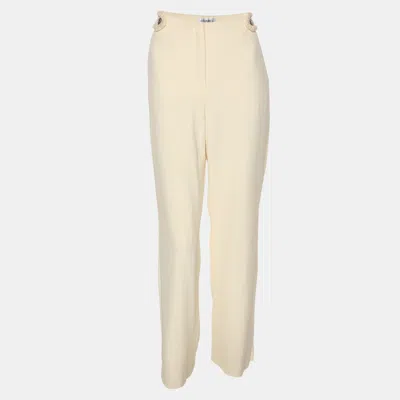 Pre-owned Chanel Cream Crepe Trousers M In White