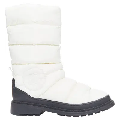 Pre-owned Chanel Cream Nylon Cc Snow Boots In White
