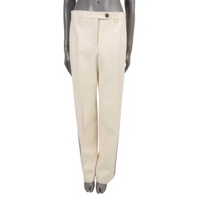 Pre-owned Chanel Cream Wool & Alpaca 2015 15a Salzburg Side Stripe Pants 40 M In White
