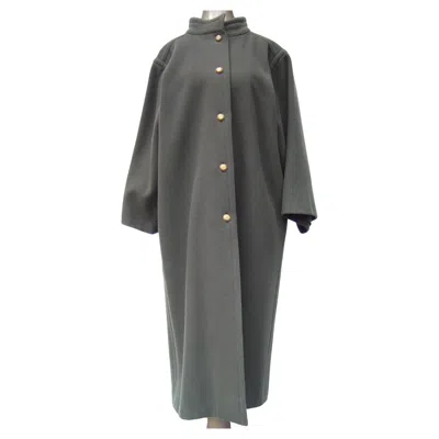 Pre-owned Chanel Creations Muted Gray - Green Wool Coat With C.c. Buttons C 1980s