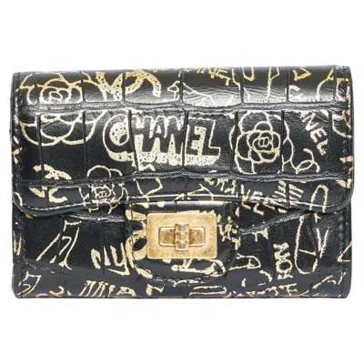 Pre-owned Chanel Credit Card Case Graffiti In Black