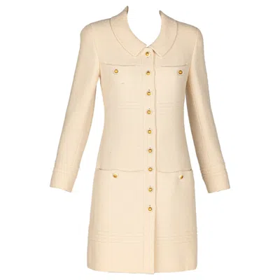 Pre-owned Chanel Creme Bouclé Wool Jacket With Iconic Sunburst Cc Buttons – C. 1999 In White