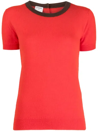 Pre-owned Chanel Crew-neck Wool Knitted Top In Red