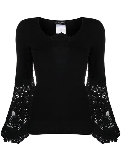 Pre-owned Chanel Crochet Detailing Jumper In Black