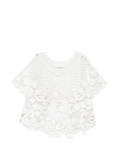 Pre-owned Chanel Crochet Floral-lace Top In White