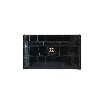Chanel Crocodile Embossed Classic Card Holder Black