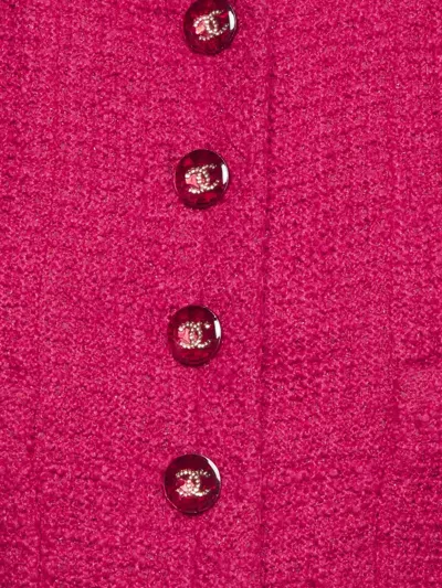 Pre-owned Chanel Cropped Tweed Blazer In Pink