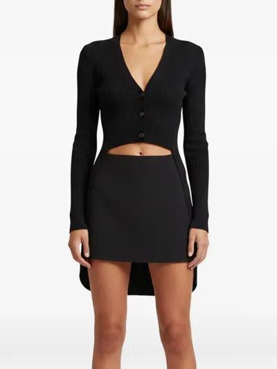 Pre-owned Chanel Cropped V-neck Cardigan In Black