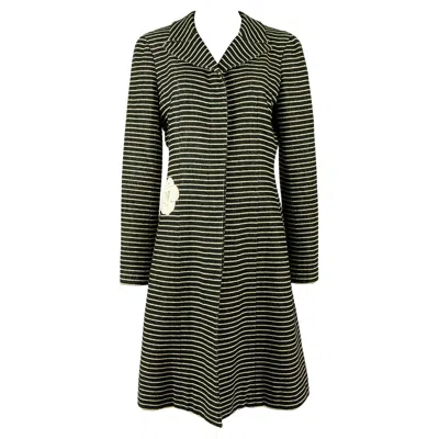 Pre-owned Chanel Cruise 2001 Striped Coat In Black
