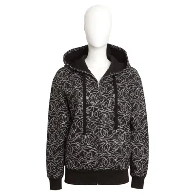 Pre-owned Chanel Cruise 2024/2025 Runway Double C Logo Iridescent Black Zip Up Hoodie