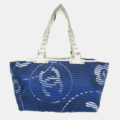 Pre-owned Chanel Cruise Lines Canvas Leather Tote Bag Blue White