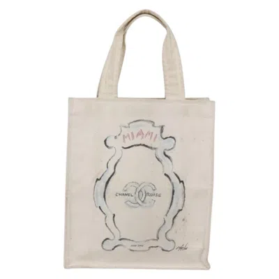 Pre-owned Chanel Cruise Tote Printed Canvas Canvas Bag () In Sand