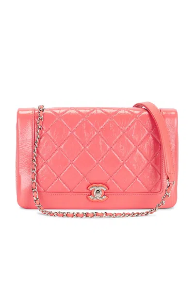 Pre-owned Chanel Crumpled Calfskin Vintage Full Flap Bag In Pink