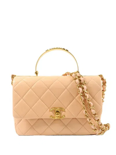 Pre-owned Chanel Crush Metal-handle Tote Bag In Pink