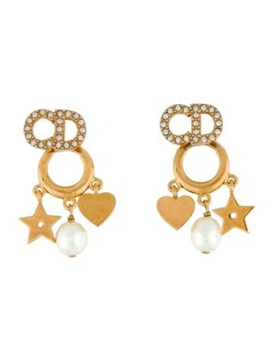 Pre-owned Chanel Crystal & Faux Pearl Clair D Lune Earrings In Multi