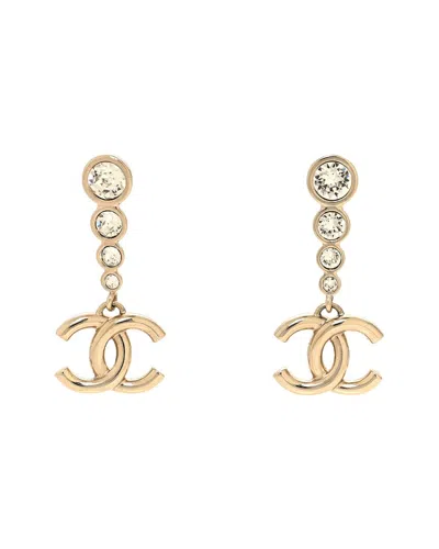 Pre-owned Chanel Crystal Cc Drop Earrings (authentic Pre-loved)