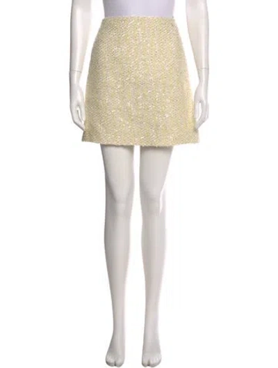 Pre-owned Chanel Crystal Embellishments Mini Skirt In Yellow