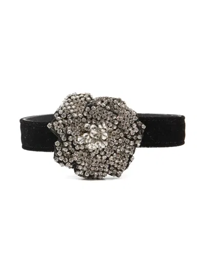 Pre-owned Chanel Crystal-flower Velvet Choker