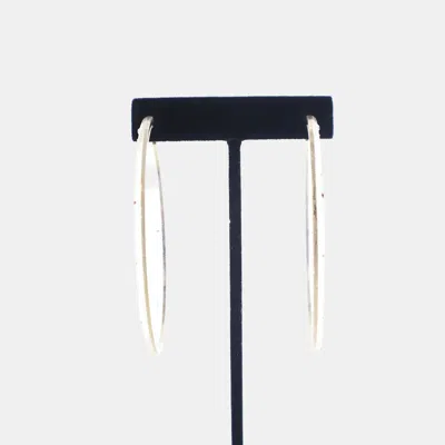 Pre-owned Chanel Crystal Hoop Earrings In Gray