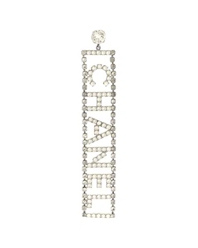 Pre-owned Chanel Crystal Logo Drop Single Earring (authentic Pre-loved)