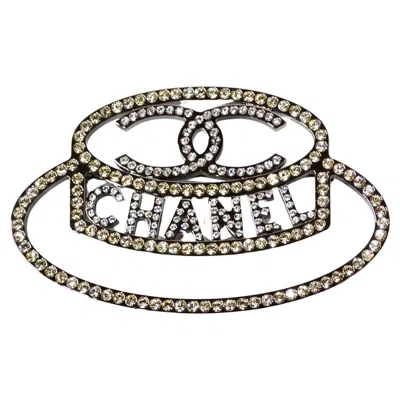 Pre-owned Chanel Crystal Silver-tone Hat Brooch 2017 In Multi