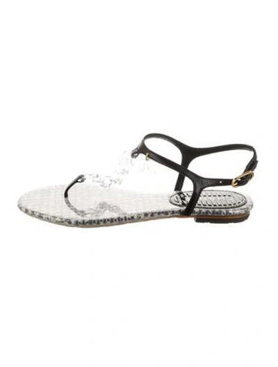 Pre-owned Chanel Crystal Slingback Sandals In Transparent