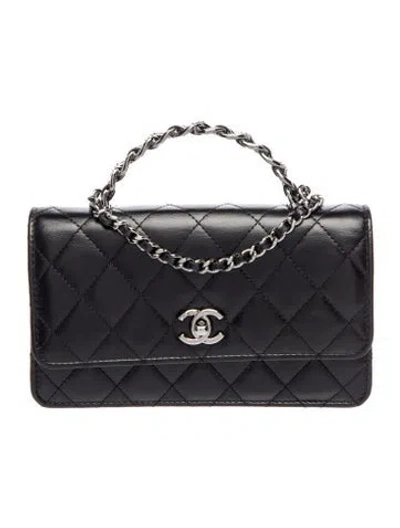 Pre-owned Chanel Crystal-embellished Clutch On Chain In Black