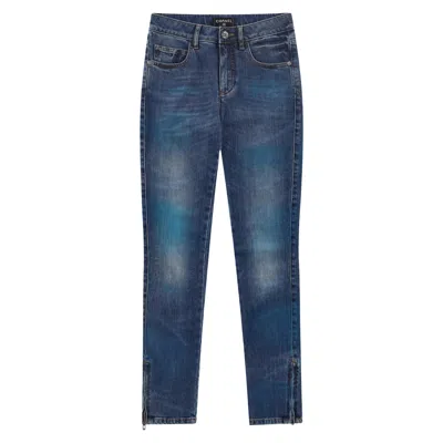 Pre-owned Chanel Cuba Collection Painted Cotton Jeans In Purple