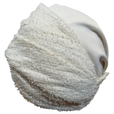 Pre-owned Chanel Custom-made Spring-summer White  Boucle Fabric Turban W White Silk Crepe
