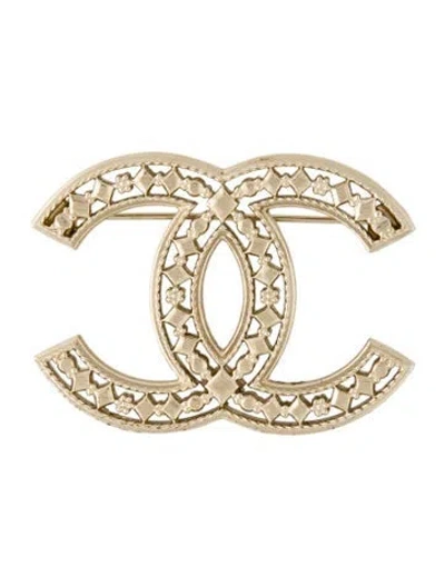 Pre-owned Chanel Cutout Cc Brooch In Multi
