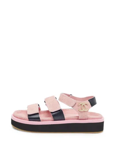 Pre-owned Chanel Dad Slingback Sandals In Pink
