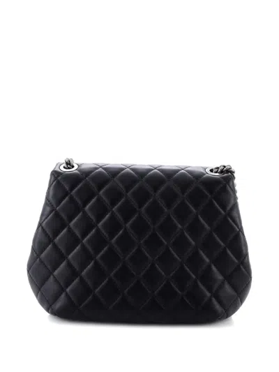 Pre-owned Chanel Daily Supple Flap Bag Quilted Lambskin Large Shoulder Bag In Black