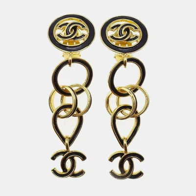 Pre-owned Chanel Dangle Earrings Clip-on Black 95p