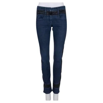 Pre-owned Chanel Dark Blue Accent Panels Skinny Jeans Sz.38