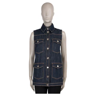 Pre-owned Chanel Dark Blue Cotton 25c Marseilles Denim Vest Jacket 36 Xs