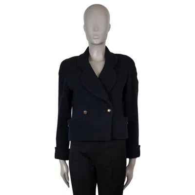 Pre-owned Chanel Dark Blue Wool 93p Cropped Tweed Jacket M