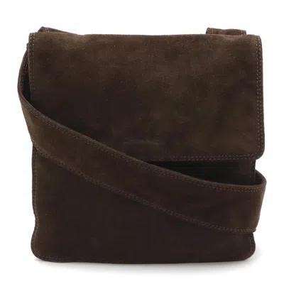 Pre-owned Chanel Dark Brown Suede Pochette Shoulder Bag ()